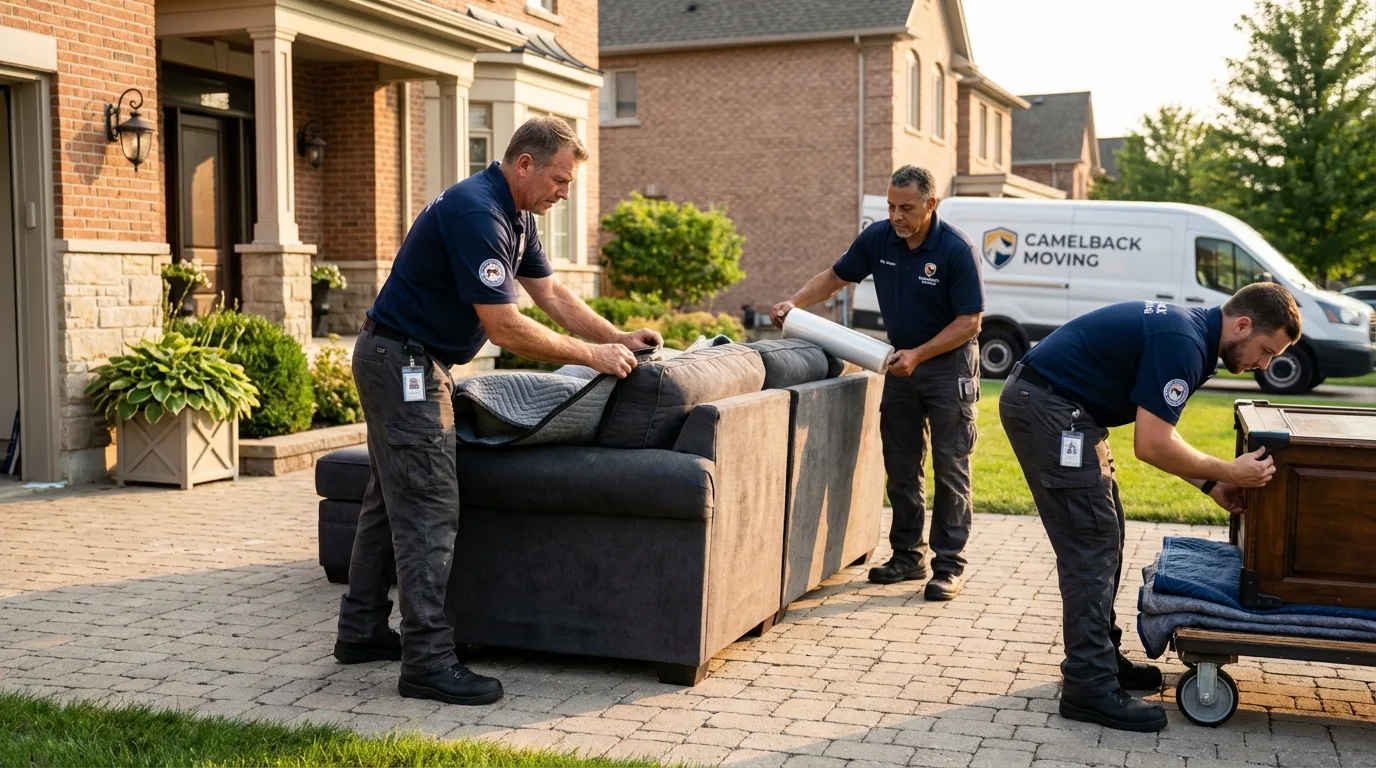 Large estate moving crew wrapping furniture in Wilson, OK